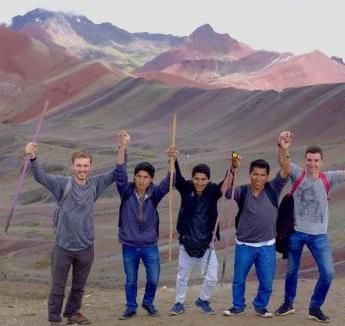 Group of study abroad students in scenic location