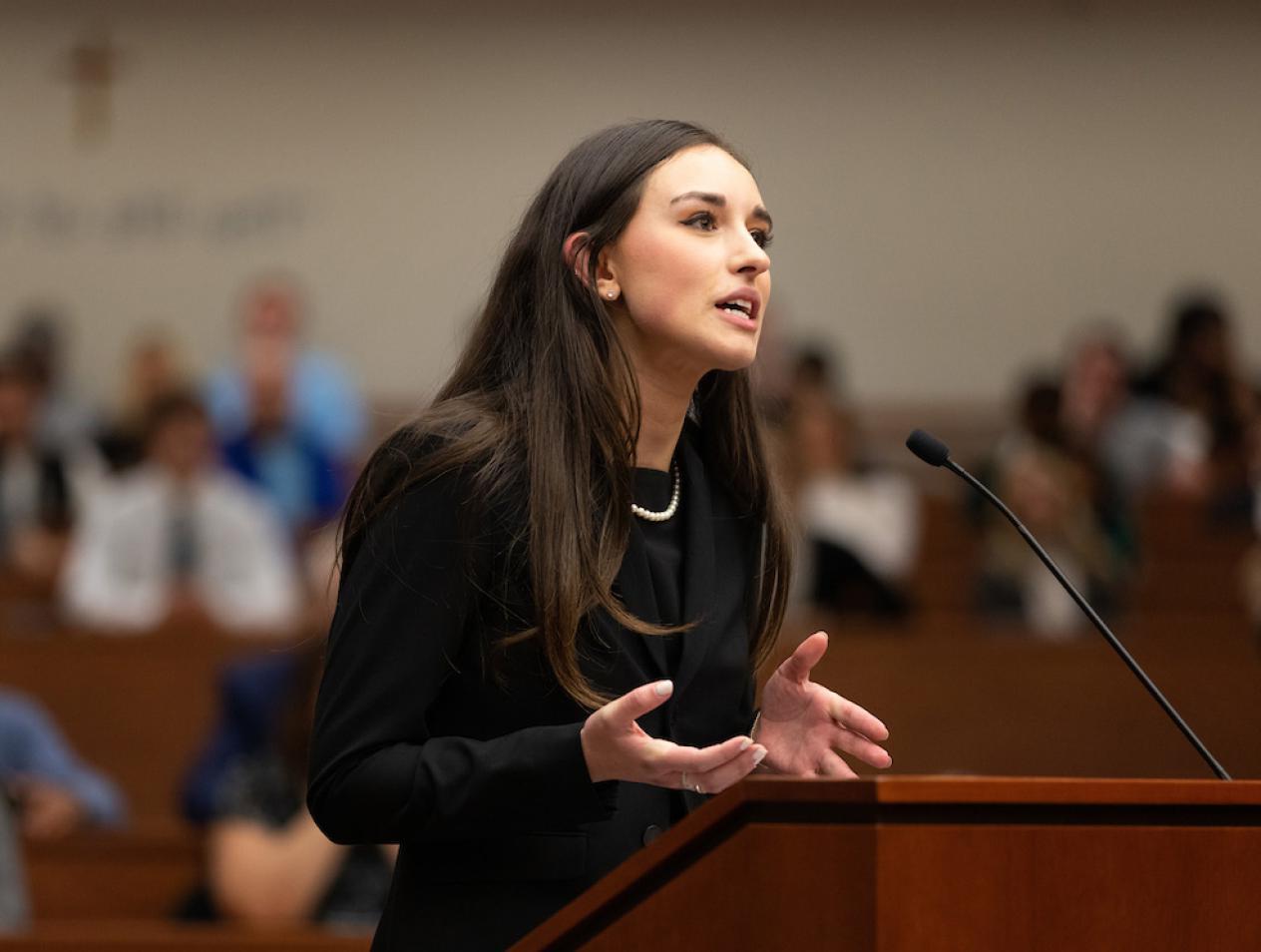 Law student in Moot Court